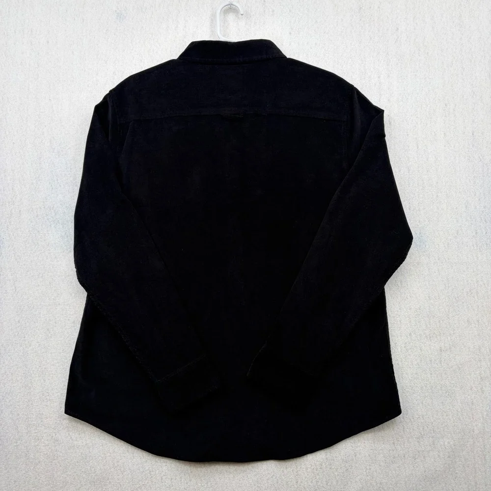 Jachs Girlfriend Womens Black Corduroy Button Down Shirt Long Sleeve Size L NWT